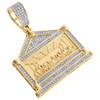 10K Yellow Gold Real Diamond Last Supper Jesus Pendant 1.10" Pave Charm 0.35 CT.