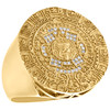 10K Yellow Gold Mens Diamond Aztec Calendar Pinky Ring 26mm Pave Band 0.20 CT.