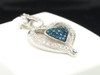 Blue Diamond Heart Pendant Ladies 10K White Gold Round Pave Love Charm 0.27 Tcw.