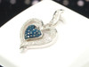 Blue Diamond Heart Pendant Ladies 10K White Gold Round Pave Love Charm 0.27 Tcw.