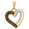 Champagne Brown Diamond Heart Pendant 10K Yellow Gold 0.20 CT. Charm