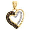 Champagne Brown Diamond Heart Pendant 10K Yellow Gold 0.20 CT. Charm