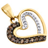 Champagne Brown Diamond Heart Pendant 10K Yellow Gold 0.20 CT. Charm