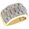 10K Yellow Gold Diamond Wedding Band 13.75mm Mens President Design Ring 3/4 CT.