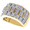10K Yellow Gold Diamond Wedding Band 13.75mm Mens President Design Ring 3/4 CT.