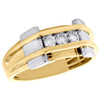 10K Yellow Gold Diamond Wedding Band 9.75mm Mens 3 Stone Channel Set Ring 1/3 CT