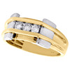 10K Yellow Gold Diamond Wedding Band 9.75mm Mens 3 Stone Channel Set Ring 1/3 CT