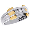 10K White Gold Diamond Wedding Band 9.75mm Mens 3 Stone Channel Set Ring 1/3 CT.