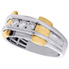 10K White Gold Diamond Wedding Band 9.75mm Mens 3 Stone Channel Set Ring 1/3 CT.