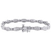 10K White Gold Round & Baguette Cut Diamond Bracelet 7" Hexagon Frame Link 1 CT.