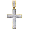 Diamond Mini Cross Pendant 10K Yellow Gold 0.25 Ct. Pave Concave Charm 1.21"