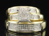 Mens/Ladies 10K Yellow Gold Diamond Engagement Ring Wedding Band Bridal Set Trio