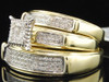 Mens/Ladies 10K Yellow Gold Diamond Engagement Ring Wedding Band Bridal Set Trio