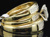 Mens/Ladies 10K Yellow Gold Diamond Engagement Ring Wedding Band Bridal Set Trio