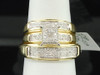 Mens/Ladies 10K Yellow Gold Diamond Engagement Ring Wedding Band Bridal Set Trio