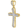 Diamond Cross Pendant Yellow Gold Mens Pave Charm 0.40 Ct. & Box Chain Necklace