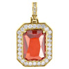 Diamond Pendant 10K Yellow Gold Round Cut Created Ruby Fashion Charm 2.25 Tcw.