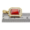 Diamond Pendant 10K Yellow Gold Round Cut Created Ruby Fashion Charm 2.25 Tcw.