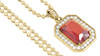 Diamond Pendant 10K Yellow Gold Round Cut Created Ruby Fashion Charm 2.25 Tcw.