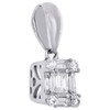 14K White Gold Round & Baguette Diamond Mystery Set Square Mini Pendant 0.12 Ct.