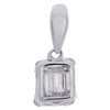 14K White Gold Round & Baguette Diamond Mystery Set Square Mini Pendant 0.12 Ct.