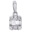 14K White Gold Round & Baguette Diamond Mystery Set Square Mini Pendant 0.20 Ct.