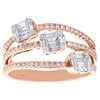 14K Rose Gold Round & Baguette Diamond Triple Bypass Open Cocktail Ring 0.75 Ct.