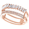 14K Rose Gold Round & Baguette Diamond Open Design Scatter Cocktail Ring 0.62 Ct