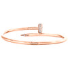 Solid 18K Rose Gold Genuine Diamond Nail Bracelet Paved Size 20 Bangle 2.50 CT.