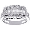 14K White Gold Round & Baguette Diamond Tiered Square Cocktail Ring 0.87 CT.
