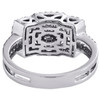 14K White Gold Round & Baguette Diamond Tiered Square Cocktail Ring 0.87 CT.