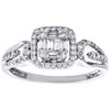 14K White Gold Round & Baguette Diamond Square Halo Open Cocktail Ring 0.37 CT.