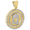 10K Yellow Gold Diamond Jesus Piece Pendant Pave Greek Key Medallion Charm 1 Ct.