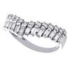 14K White Gold Baguette Diamond Staggered Set Cocktail Ring 2 Row Band 0.75 CT.