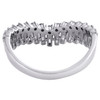 14K White Gold Baguette Diamond Staggered Set Cocktail Ring 2 Row Band 0.75 CT.