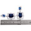 14K White Gold Diamond & Emerald Cut Sapphire Chandelier Dangler Earring 3.44 CT