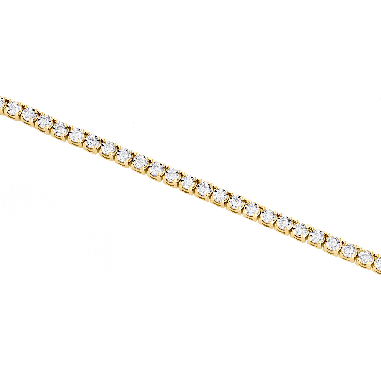 10K Yellow Gold 1 Row Diamond Tennis 3.25mm Choker Chain 18