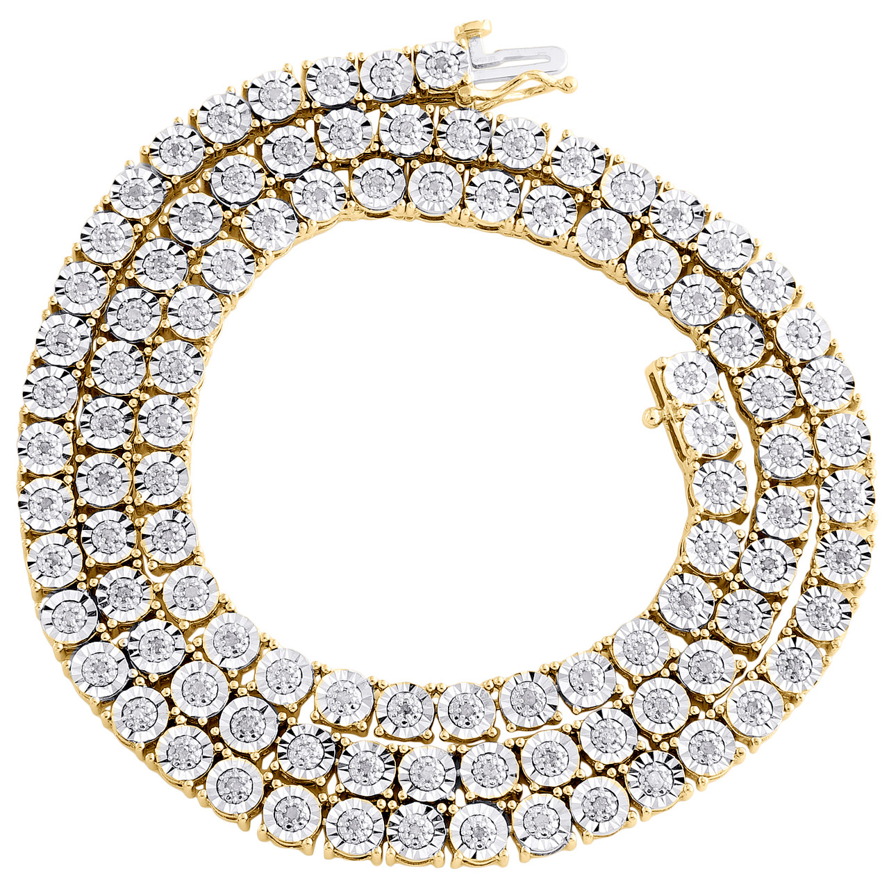 10K Yellow Gold 1 Row Diamond Tennis 3.25mm Choker Chain 18