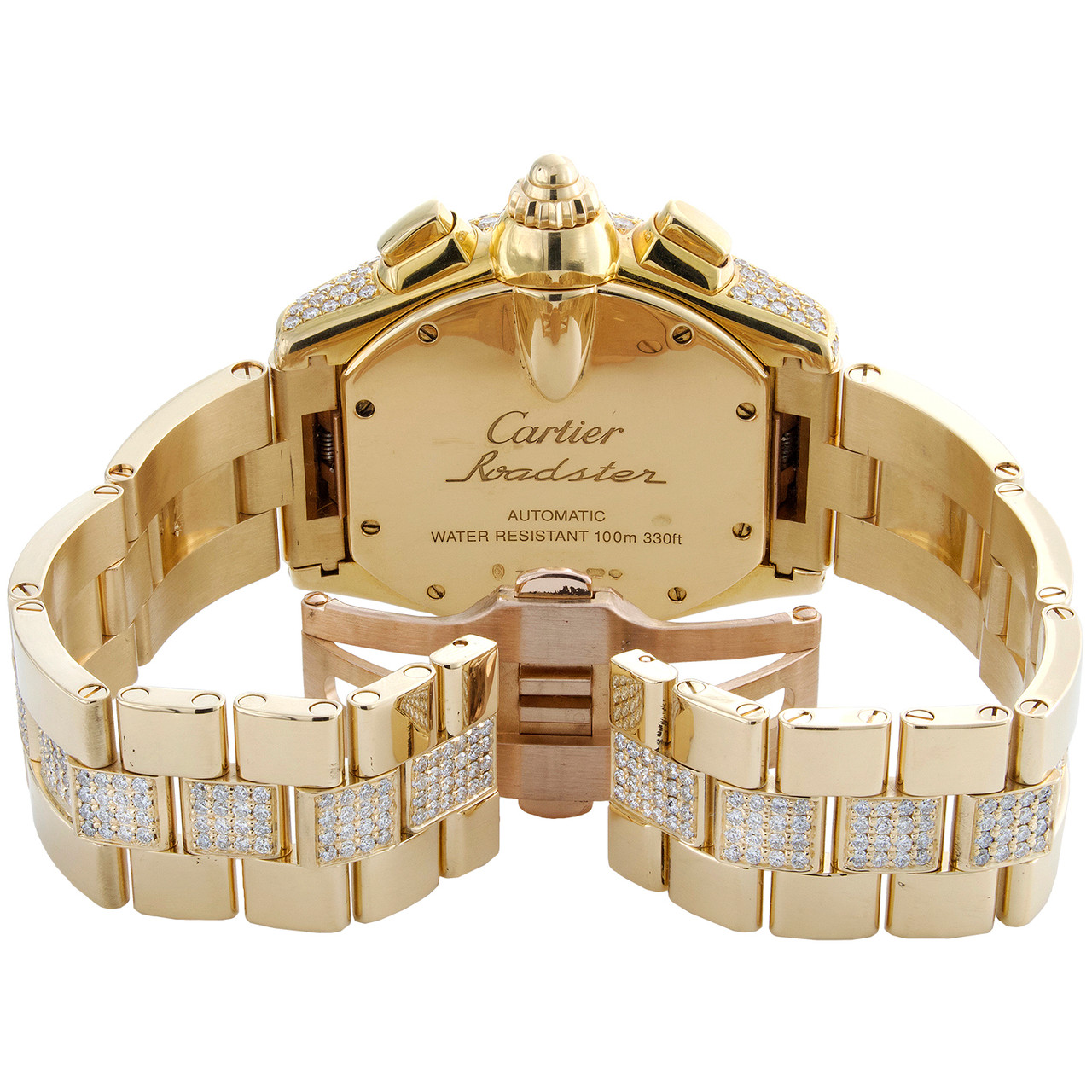 Gold cartier roadster chronograph clearance xl