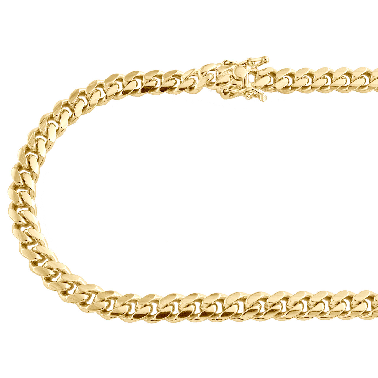 10K Yellow Gold 6.75mm Solid Miami Cuban Link Chain Box Clasp