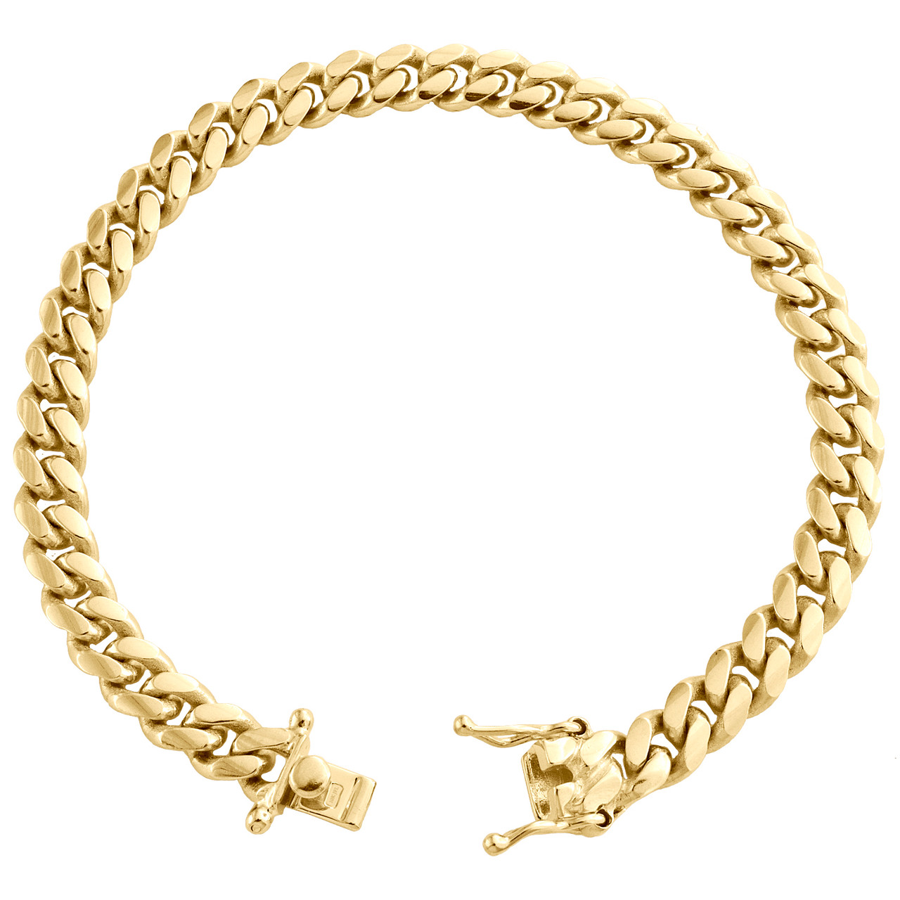 Amazon.com: Nuragold 10k Yellow Gold 9mm Solid Miami Cuban Link Chain  Bracelet, Mens Jewelry Box Clasp 7