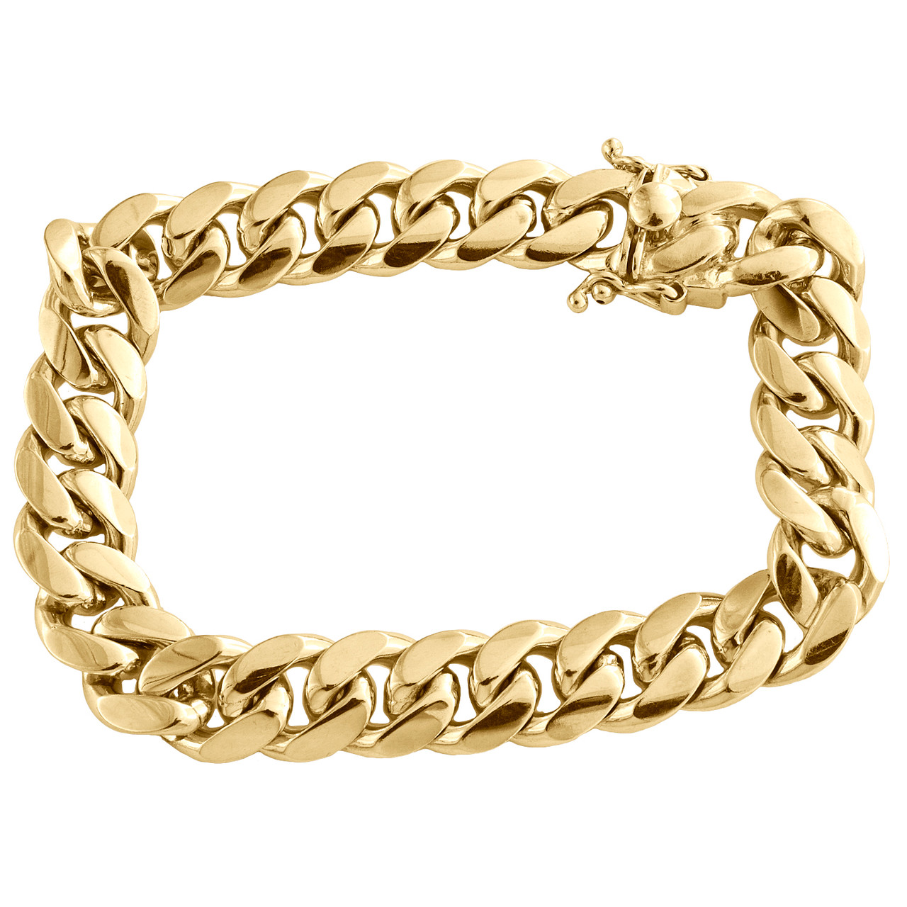 10K Yellow Gold 10.75mm Super Solid Miami Cuban Link Bracelet Box