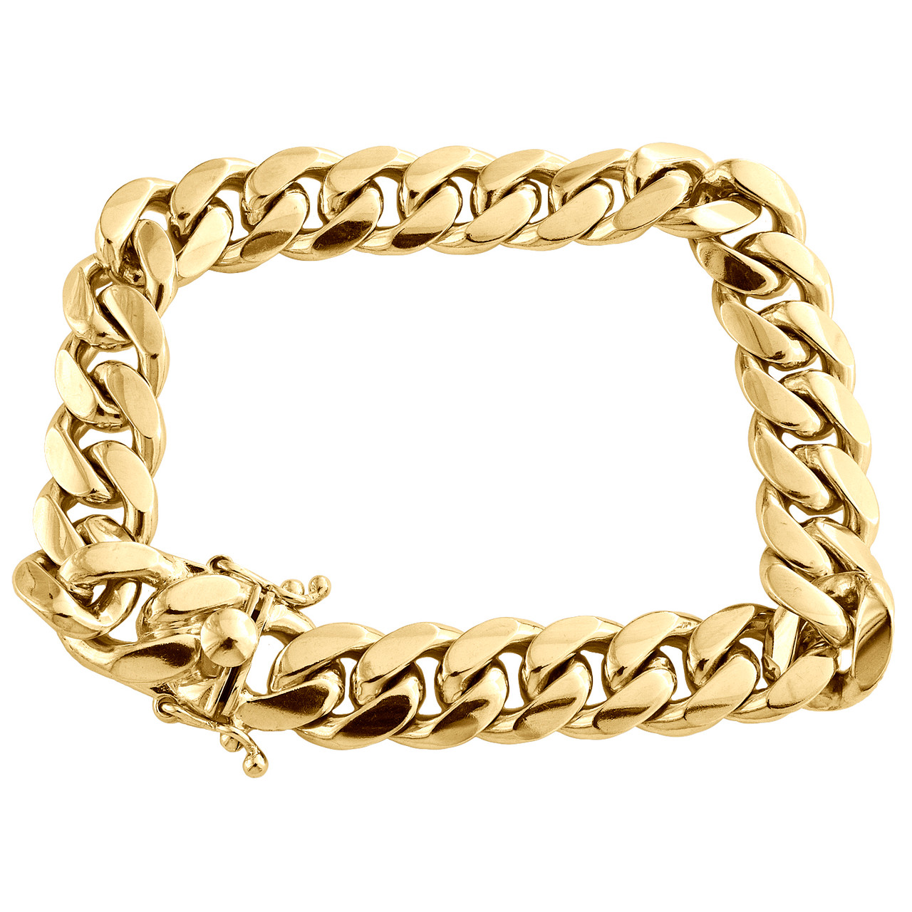 10K Yellow Gold 10.75mm Super Solid Miami Cuban Link Bracelet Box