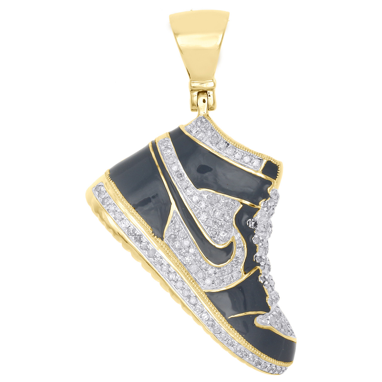 pendentif de chaussure air jordan en or jaune 10 carats diamant mail noir 1 75