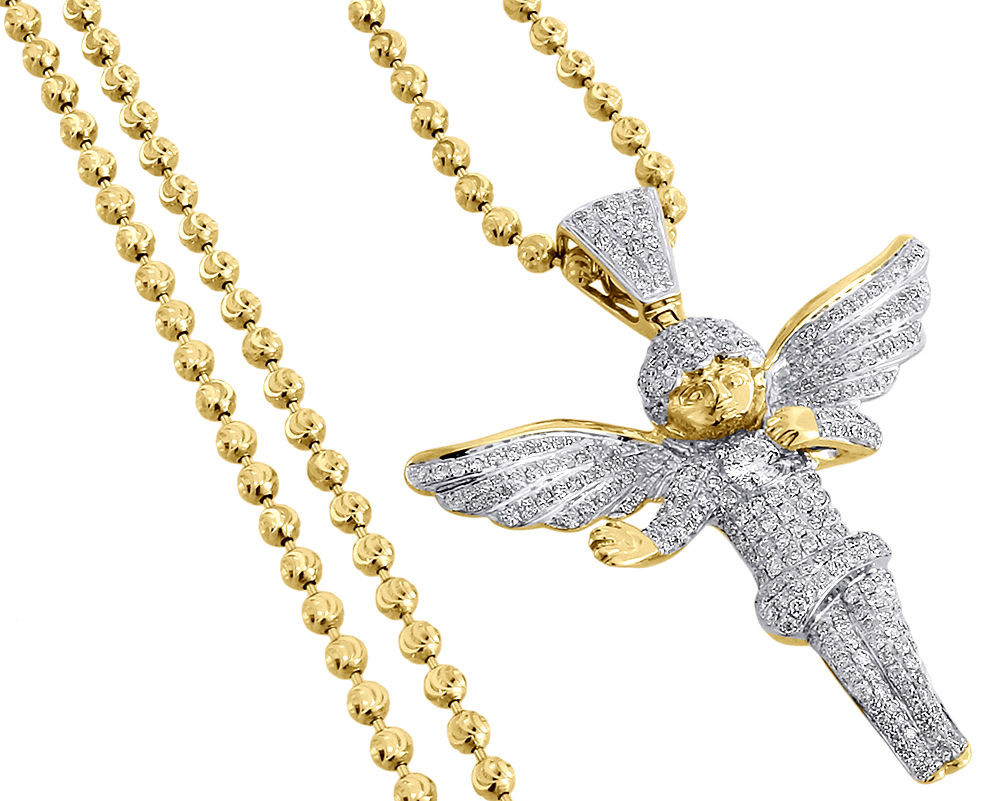 Diamond Angel Pendant 10K Yellow Gold 