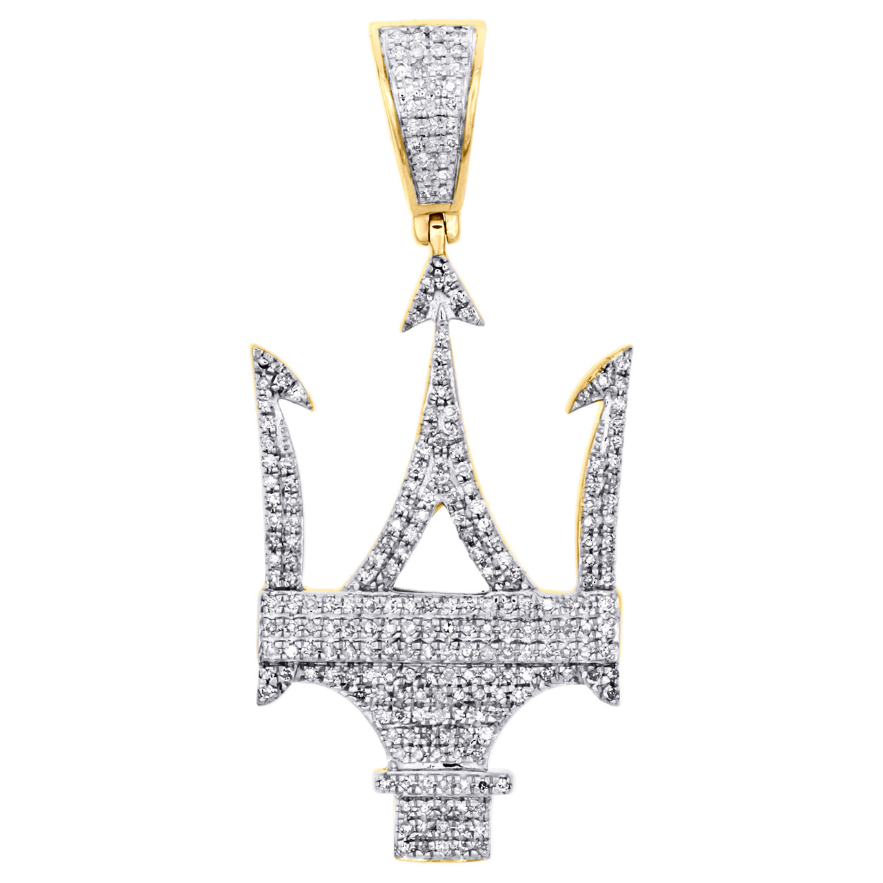 10K Yellow Gold Real Diamond Maserati Car Pendant 1.80