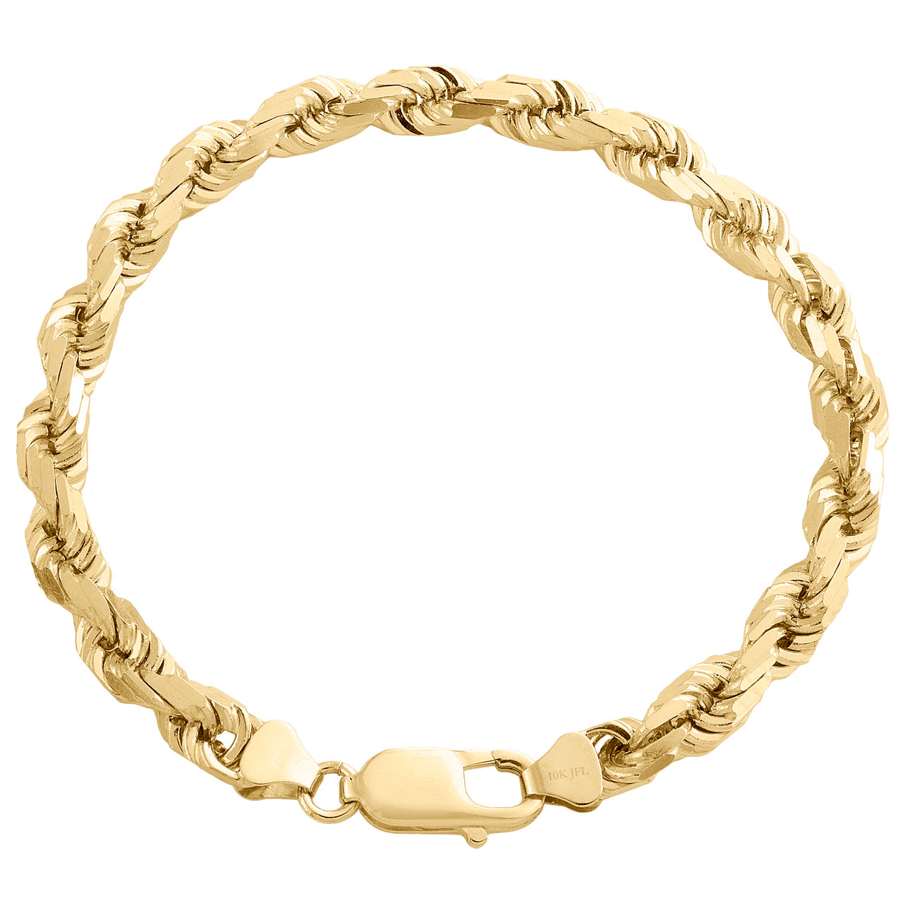 Mens Diamond Rope Bracelet Solid 10K Yellow Gold 8.12 ct 7 mm 8