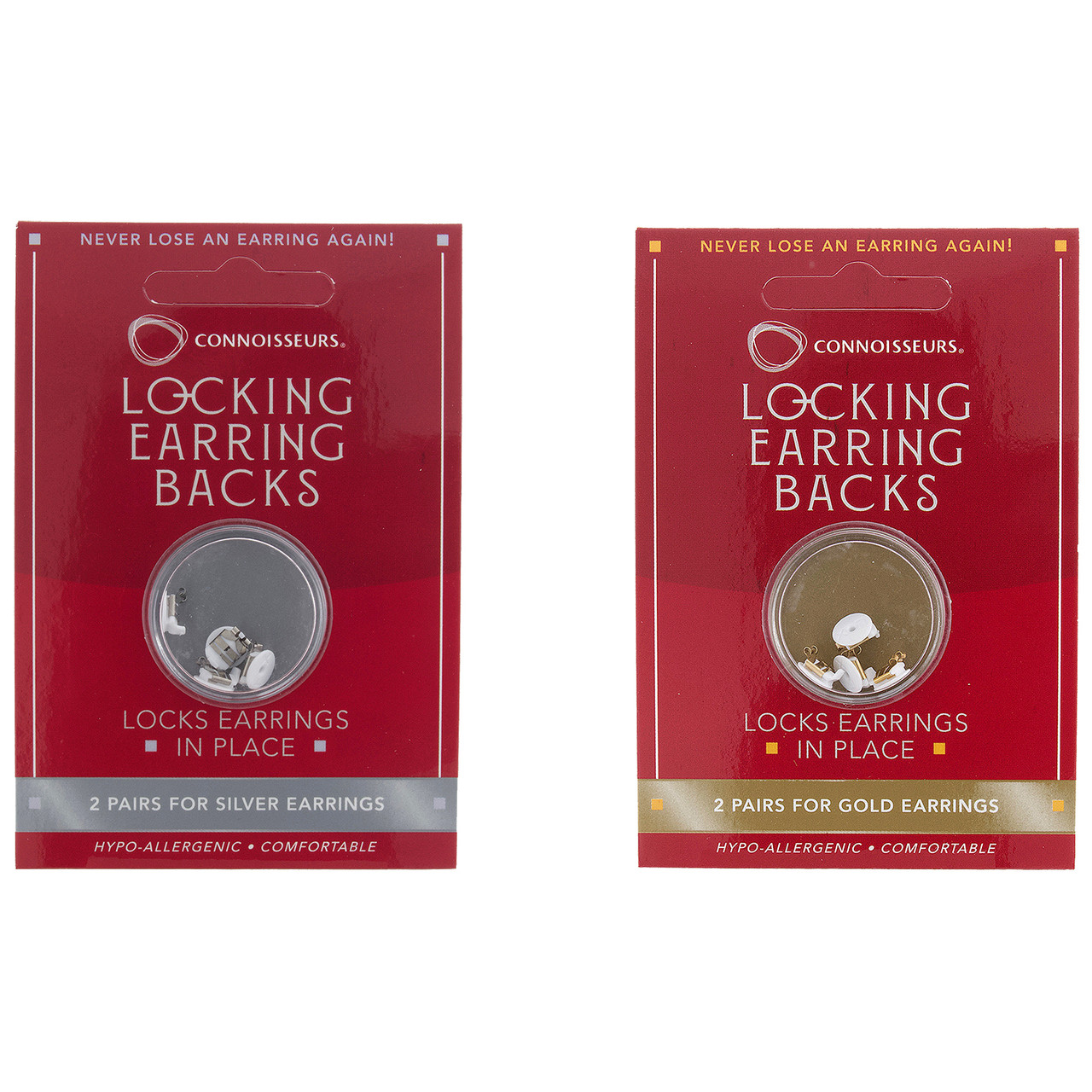 Surgical Steel Locking Earrings Stud Backs By Connoisseurs