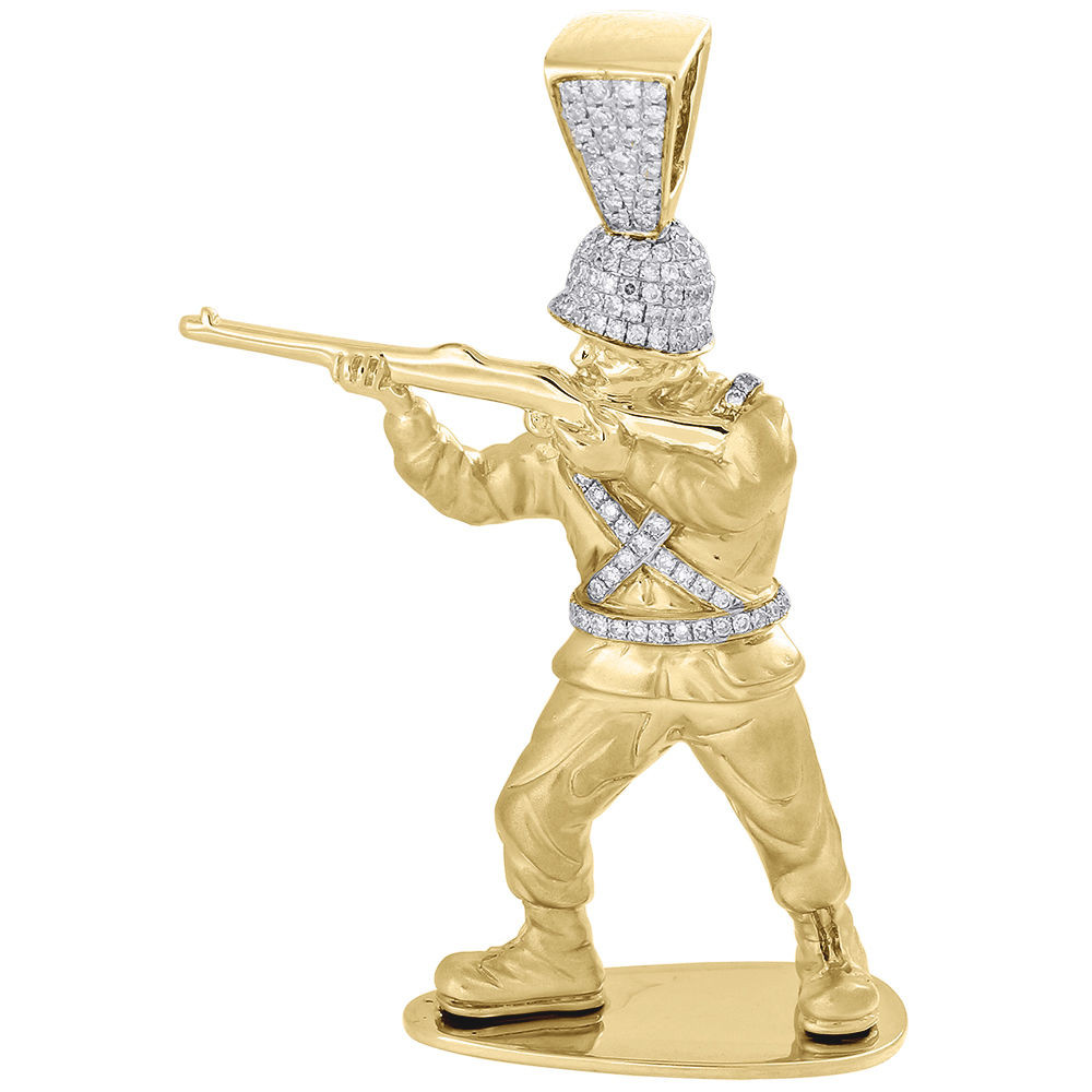 Diamond Toy Soldier Pendant Mens 10K 