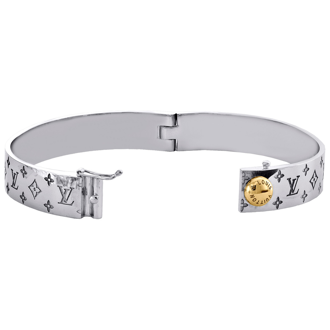 18K Yellow & White Gold Size 21cm Louis Vuitton Bangle Cuff LV Monogram  Bracelet 10.50mm - JFL Diamonds & Timepieces